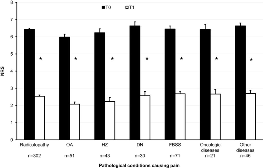 Pain intensity before and after PEA for Shingles and other conditions